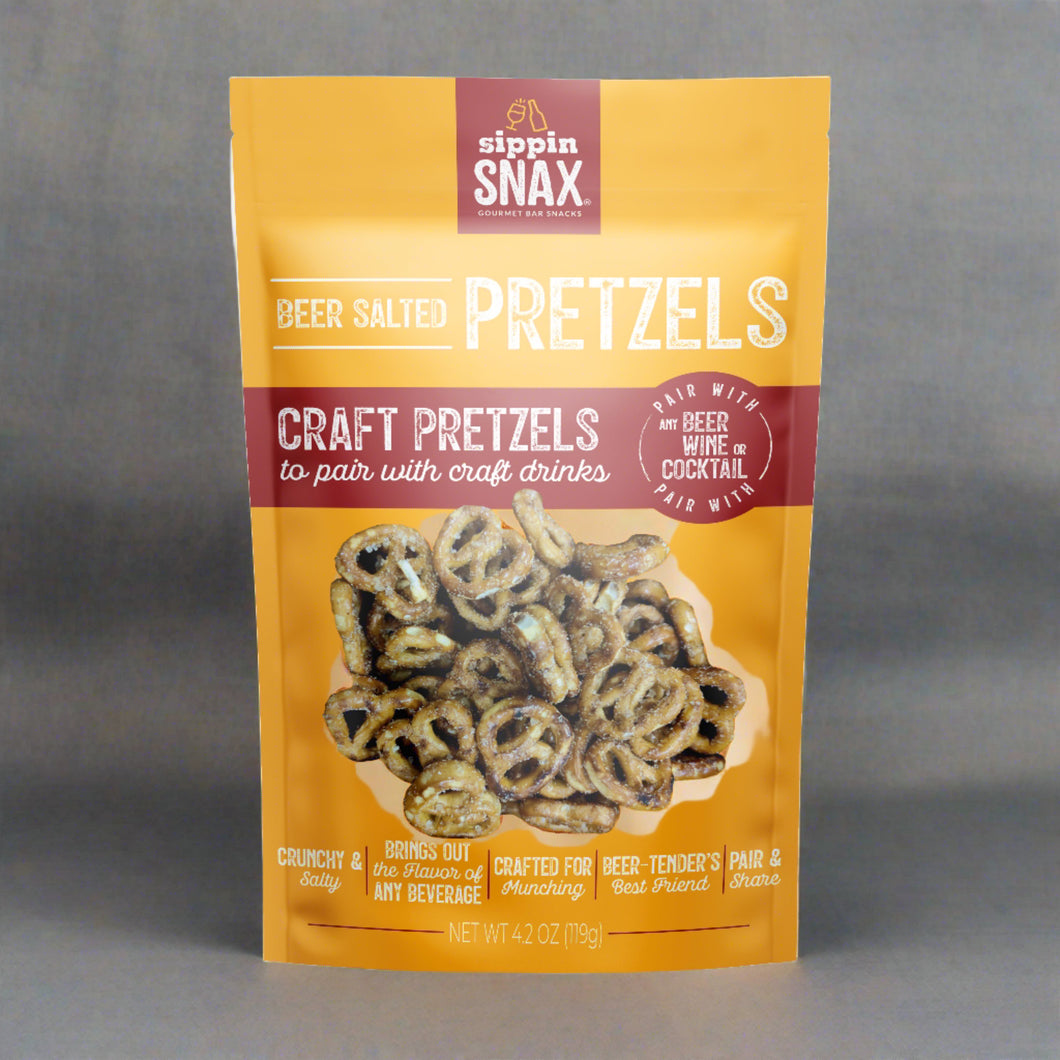 SIPPIN SNAX Beer Salt Craft Pretzels 3.4 oz  CASE (12 CT)