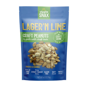 SIPPIN SNAX Lager N Lime Craft Peanuts 4.2 oz CASE (12 Ct)