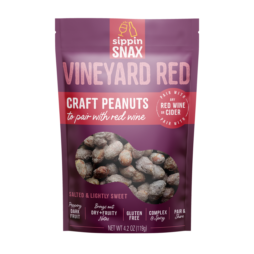 SIPPIN SNAX Vineyard Red Craft Peanuts 4.2 oz CASE (12 Ct)